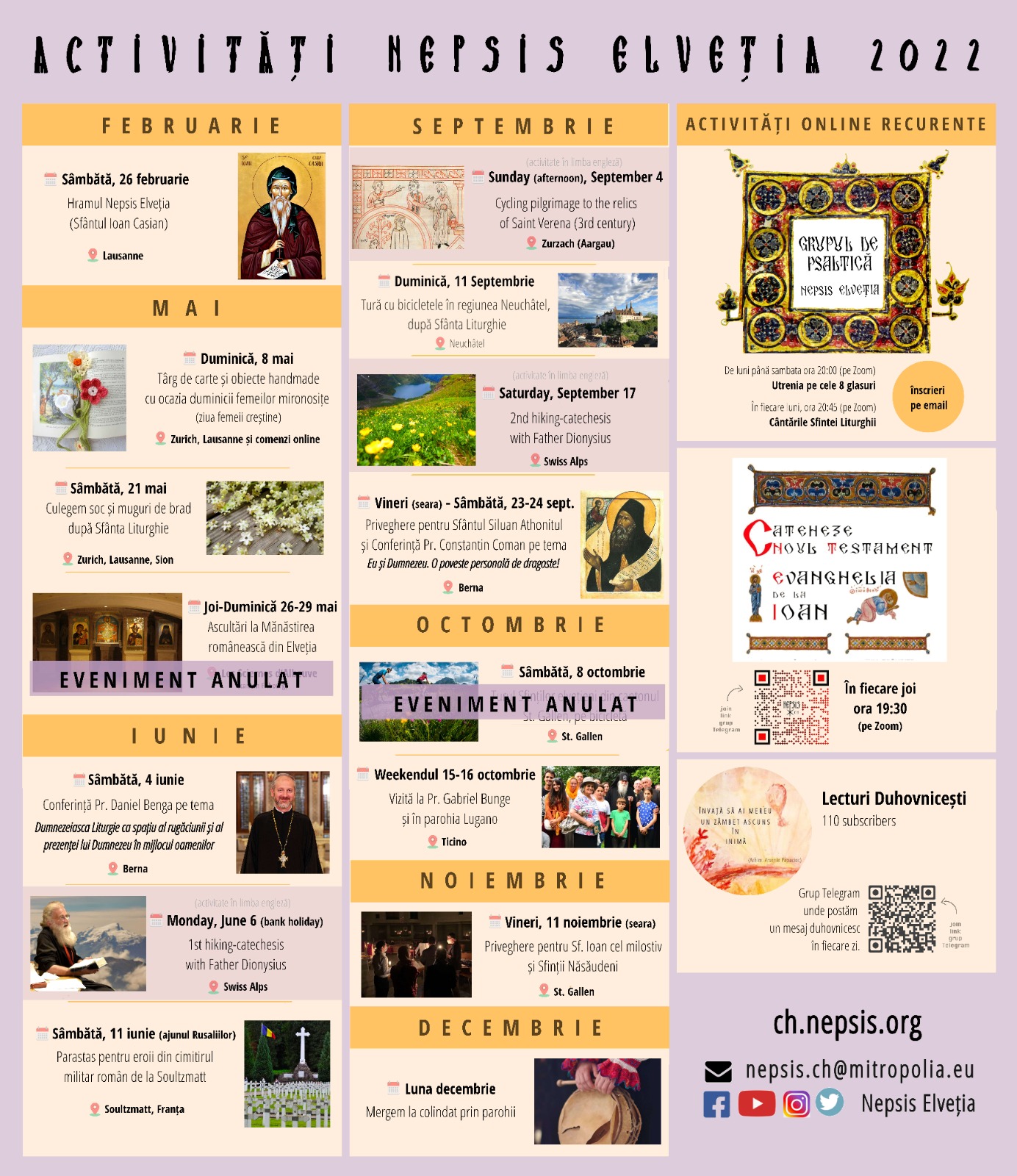 Nepsis Elveția - calendar 2022