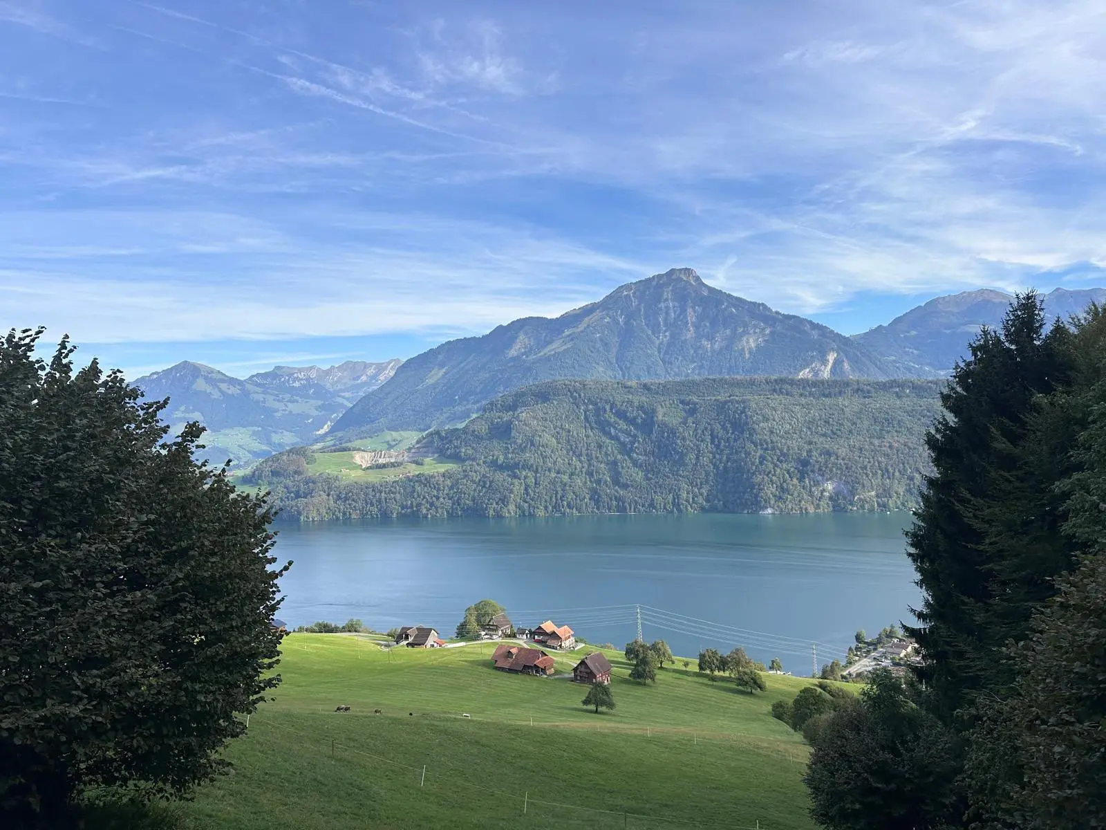 Lacul celor Patru Cantoane văzut de pe munte, lângă Luzern
